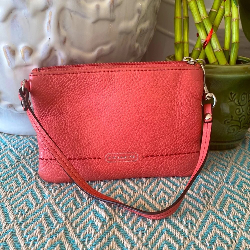 Coach Wristlet (Peach) w/Silver Hardware - Picture 1 of 10